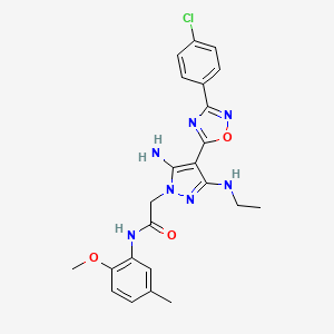 molecular formula C23H24ClN7O3 B2370404 2-(5-amino-4-(3-(4-chlorophenyl)-1,2,4-oxadiazol-5-yl)-3-(ethylamino)-1H-pyrazol-1-yl)-N-(2-methoxy-5-methylphenyl)acetamide CAS No. 1170815-45-8