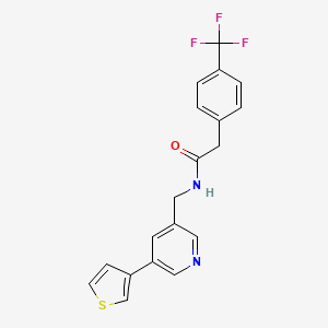 N-((5-(thiophen-3-yl)pyridin-3-yl)methyl)-2-(4-(trifluoromethyl)phenyl)acetamide