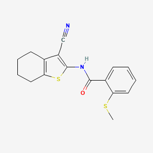 molecular formula C17H16N2OS2 B2370416 N-(3-cyano-4,5,6,7-tetrahydrobenzo[b]thiophen-2-yl)-2-(methylthio)benzamide CAS No. 896346-87-5