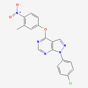 molecular formula C18H12ClN5O3 B2370417 1-(4-chlorophenyl)-4-(3-methyl-4-nitrophenoxy)-1H-pyrazolo[3,4-d]pyrimidine CAS No. 872623-32-0