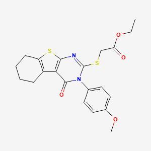 molecular formula C21H22N2O4S2 B2370422 乙酸{[3-(4-甲氧基苯基)-4-氧代-3,4,5,6,7,8-六氢[1]苯并噻吩并[2,3-d]嘧啶-2-基]硫代}酯 CAS No. 332392-83-3
