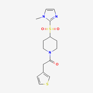 molecular formula C15H19N3O3S2 B2370427 1-(4-((1-甲基-1H-咪唑-2-基)磺酰基)哌啶-1-基)-2-(噻吩-3-基)乙酮 CAS No. 2320422-39-5