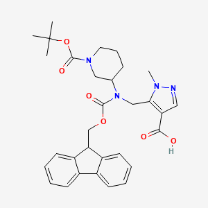 molecular formula C31H36N4O6 B2370434 5-[[9H-Fluoren-9-ylmethoxycarbonyl-[1-[(2-methylpropan-2-yl)oxycarbonyl]piperidin-3-yl]amino]methyl]-1-methylpyrazole-4-carboxylic acid CAS No. 2137772-28-0