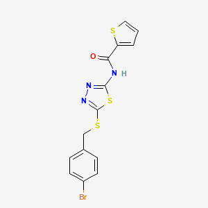 molecular formula C14H10BrN3OS3 B2370440 N-(5-((4-bromobenzyl)thio)-1,3,4-thiadiazol-2-yl)thiophene-2-carboxamide CAS No. 392302-73-7
