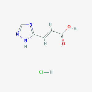 molecular formula C5H6ClN3O2 B2370446 (E)-3-(1H-1,2,4-三唑-5-基)丙-2-烯酸；盐酸盐 CAS No. 2241145-55-9