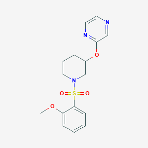 molecular formula C16H19N3O4S B2370453 2-((1-((2-甲氧苯基)磺酰)哌啶-3-基)氧)吡嗪 CAS No. 2034475-05-1