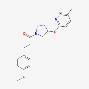 molecular formula C19H23N3O3 B2370454 3-(4-Methoxyphenyl)-1-(3-((6-methylpyridazin-3-yl)oxy)pyrrolidin-1-yl)propan-1-one CAS No. 2034581-02-5