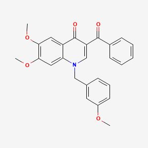 molecular formula C26H23NO5 B2370457 3-Benzoyl-6,7-dimethoxy-1-[(3-methoxyphenyl)methyl]quinolin-4-one CAS No. 866589-65-3