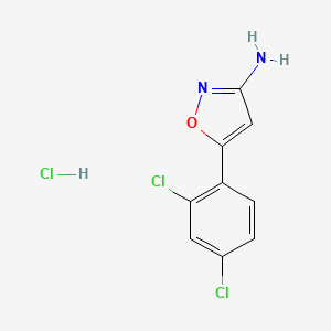 molecular formula C9H7Cl3N2O B2370458 5-(2,4-二氯苯基)-1,2-恶唑-3-胺;盐酸盐 CAS No. 2402830-10-6