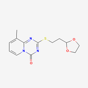 molecular formula C13H15N3O3S B2370459 2-[2-(1,3-Dioxolan-2-yl)ethylsulfanyl]-9-methylpyrido[1,2-a][1,3,5]triazin-4-one CAS No. 896337-87-4