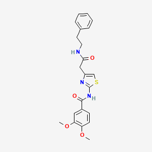 molecular formula C22H23N3O4S B2370465 3,4-dimethoxy-N-(4-(2-oxo-2-(phenethylamino)ethyl)thiazol-2-yl)benzamide CAS No. 921544-22-1