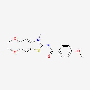 4-methoxy-N-(3-methyl-6,7-dihydro-[1,4]dioxino[2,3-f][1,3]benzothiazol-2-ylidene)benzamide