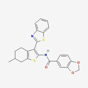 N-(3-(benzo[d]thiazol-2-yl)-6-methyl-4,5,6,7-tetrahydrobenzo[b]thiophen-2-yl)benzo[d][1,3]dioxole-5-carboxamide