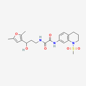 molecular formula C21H27N3O6S B2370470 N1-(3-(2,5-dimethylfuran-3-yl)-3-hydroxypropyl)-N2-(1-(methylsulfonyl)-1,2,3,4-tetrahydroquinolin-7-yl)oxalamide CAS No. 1421513-61-2