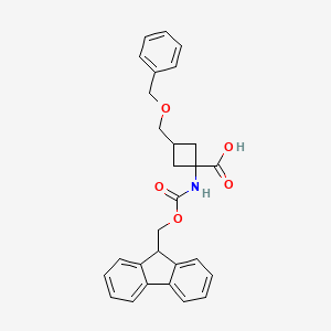 molecular formula C28H27NO5 B2370487 1-(9H-Fluoren-9-ylmethoxycarbonylamino)-3-(phenylmethoxymethyl)cyclobutane-1-carboxylic acid CAS No. 2172572-79-9