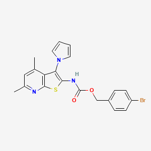 molecular formula C21H18BrN3O2S B2370495 4-溴苄基 N-[4,6-二甲基-3-(1H-吡咯-1-基)噻吩并[2,3-b]吡啶-2-基]氨基甲酸酯 CAS No. 672950-52-6