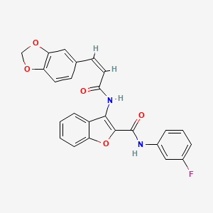 (Z)-3-(3-(benzo[d][1,3]dioxol-5-yl)acrylamido)-N-(3-fluorophenyl)benzofuran-2-carboxamide