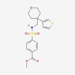 methyl 4-(N-((4-(thiophen-3-yl)tetrahydro-2H-pyran-4-yl)methyl)sulfamoyl)benzoate