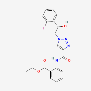 ethyl 2-(1-(2-(2-fluorophenyl)-2-hydroxyethyl)-1H-1,2,3-triazole-4-carboxamido)benzoate