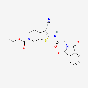 molecular formula C21H18N4O5S B2370526 ethyl 3-cyano-2-(2-(1,3-dioxoisoindolin-2-yl)acetamido)-4,5-dihydrothieno[2,3-c]pyridine-6(7H)-carboxylate CAS No. 921093-25-6