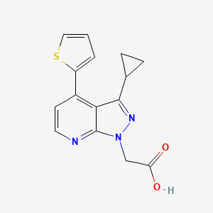 molecular formula C15H13N3O2S B2370537 (3-Cyclopropyl-4-thien-2-YL-1H-pyrazolo[3,4-B]pyridin-1-YL)acetic acid CAS No. 937606-48-9