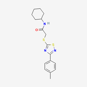 molecular formula C17H21N3OS2 B2370563 N-cyclohexyl-2-((3-(p-tolyl)-1,2,4-thiadiazol-5-yl)thio)acetamide CAS No. 864917-44-2