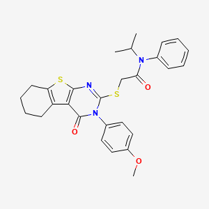 2-[[3-(4-methoxyphenyl)-4-oxo-5,6,7,8-tetrahydro-[1]benzothiolo[2,3-d]pyrimidin-2-yl]sulfanyl]-N-phenyl-N-propan-2-ylacetamide