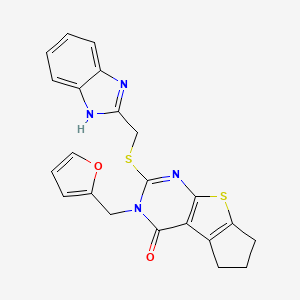 2-(((1H-benzo[d]imidazol-2-yl)methyl)thio)-3-(furan-2-ylmethyl)-6,7-dihydro-3H-cyclopenta[4,5]thieno[2,3-d]pyrimidin-4(5H)-one