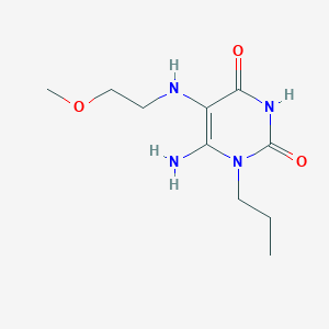 molecular formula C10H18N4O3 B2370586 6-amino-5-[(2-methoxyethyl)amino]-1-propylpyrimidine-2,4(1H,3H)-dione CAS No. 743442-00-4