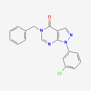 molecular formula C18H13ClN4O B2370593 5-苄基-1-(3-氯苯基)吡唑并[3,4-d]嘧啶-4-酮 CAS No. 895017-83-1