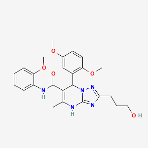 molecular formula C25H29N5O5 B2370610 7-(2,5-二甲氧基苯基)-2-(3-羟基丙基)-N-(2-甲氧基苯基)-5-甲基-4,7-二氢-[1,2,4]三唑并[1,5-a]嘧啶-6-甲酰胺 CAS No. 540506-92-1