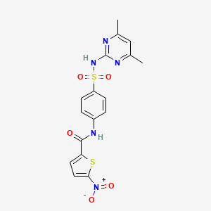 molecular formula C17H15N5O5S2 B2370614 N-(4-(N-(4,6-二甲基嘧啶-2-基)磺酰基)苯基)-5-硝基噻吩-2-甲酰胺 CAS No. 299955-88-7