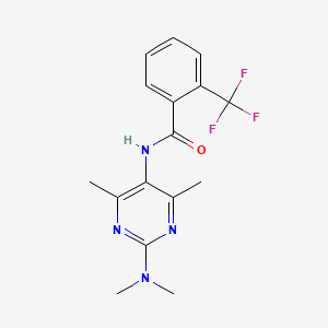 molecular formula C16H17F3N4O B2370620 N-(2-(dimethylamino)-4,6-dimethylpyrimidin-5-yl)-2-(trifluoromethyl)benzamide CAS No. 1448128-77-5