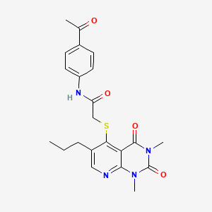 molecular formula C22H24N4O4S B2370631 N-(4-acetylphenyl)-2-((1,3-dimethyl-2,4-dioxo-6-propyl-1,2,3,4-tetrahydropyrido[2,3-d]pyrimidin-5-yl)thio)acetamide CAS No. 899940-73-9