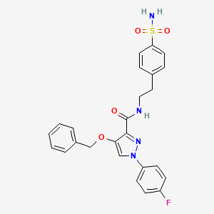 molecular formula C25H23FN4O4S B2370645 4-(苄氧基)-1-(4-氟苯基)-N-(4-磺酰基苯乙基)-1H-吡唑-3-甲酰胺 CAS No. 1210147-42-4