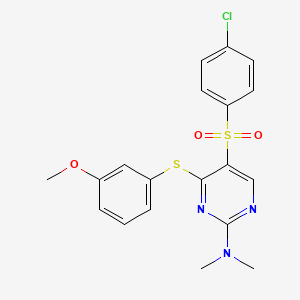 N-{5-[(4-chlorophenyl)sulfonyl]-4-[(3-methoxyphenyl)sulfanyl]-2-pyrimidinyl}-N,N-dimethylamine