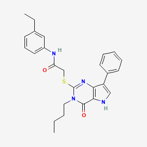 2-[(3-butyl-4-oxo-7-phenyl-4,5-dihydro-3H-pyrrolo[3,2-d]pyrimidin-2-yl)sulfanyl]-N-(3-ethylphenyl)acetamide