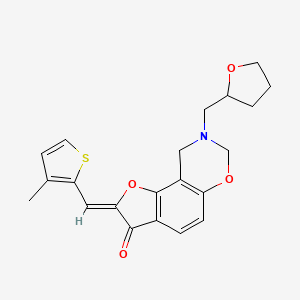 molecular formula C21H21NO4S B2370670 (Z)-2-((3-甲基噻吩-2-基)亚甲基)-8-((四氢呋喃-2-基)甲基)-8,9-二氢-2H-苯并呋喃[7,6-e][1,3]恶嗪-3(7H)-酮 CAS No. 951977-00-7