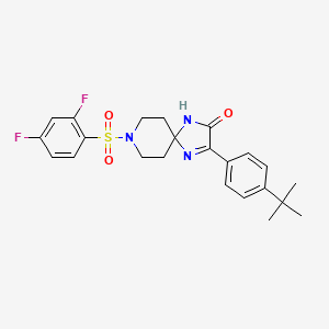 molecular formula C23H25F2N3O3S B2370671 3-(4-(Tert-butyl)phenyl)-8-((2,4-difluorophenyl)sulfonyl)-1,4,8-triazaspiro[4.5]dec-3-en-2-one CAS No. 1189955-07-4