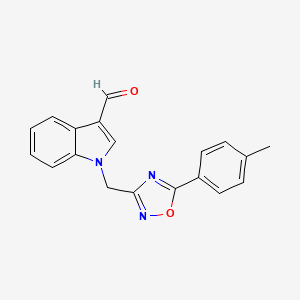 molecular formula C19H15N3O2 B2370672 1-{[5-(4-甲基苯基)-1,2,4-恶二唑-3-基]甲基}-1H-吲哚-3-甲醛 CAS No. 1159695-18-7