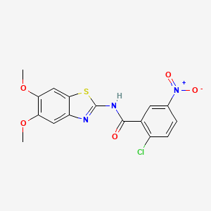 molecular formula C16H12ClN3O5S B2370684 2-chloro-N-(5,6-dimethoxy-1,3-benzothiazol-2-yl)-5-nitrobenzamide CAS No. 895442-82-7