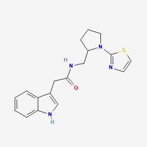 molecular formula C18H20N4OS B2370685 2-(1H-indol-3-yl)-N-((1-(thiazol-2-yl)pyrrolidin-2-yl)methyl)acetamide CAS No. 1705743-98-1