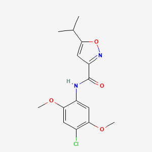 molecular formula C15H17ClN2O4 B2370689 N-(4-chloro-2,5-dimethoxyphenyl)-5-(propan-2-yl)-1,2-oxazole-3-carboxamide CAS No. 912880-52-5