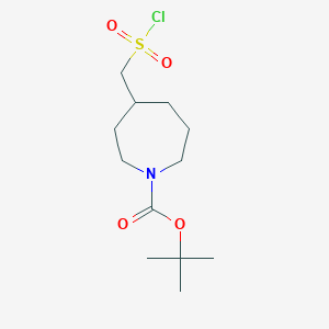 molecular formula C12H22ClNO4S B2370699 Tert-butyl 4-[(chlorosulfonyl)methyl]azepane-1-carboxylate CAS No. 1955547-38-2