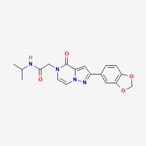 molecular formula C18H18N4O4 B2370710 2-(2-(benzo[d][1,3]dioxol-5-yl)-4-oxopyrazolo[1,5-a]pyrazin-5(4H)-yl)-N-isopropylacetamide CAS No. 1189951-85-6