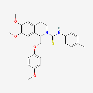 molecular formula C27H30N2O4S B2370714 6,7-dimethoxy-1-((4-methoxyphenoxy)methyl)-N-(p-tolyl)-3,4-dihydroisoquinoline-2(1H)-carbothioamide CAS No. 443101-79-9
