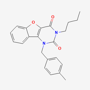 molecular formula C22H22N2O3 B2370716 3-butyl-1-(4-methylbenzyl)benzofuro[3,2-d]pyrimidine-2,4(1H,3H)-dione CAS No. 892427-14-4