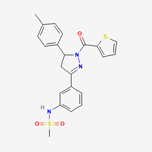 N-[3-[3-(4-methylphenyl)-2-(thiophene-2-carbonyl)-3,4-dihydropyrazol-5-yl]phenyl]methanesulfonamide