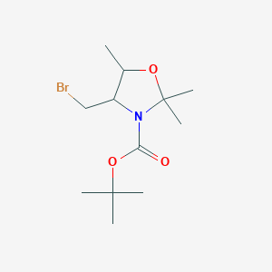 molecular formula C12H22BrNO3 B2370724 Tert-butyl 4-(bromomethyl)-2,2,5-trimethyl-1,3-oxazolidine-3-carboxylate CAS No. 1823253-73-1