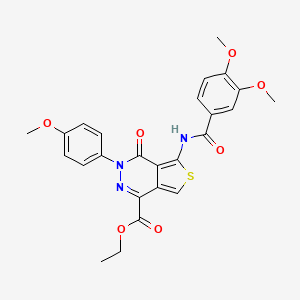molecular formula C25H23N3O7S B2370725 5-(3,4-二甲氧基苯甲酰胺)-3-(4-甲氧基苯基)-4-氧代-3,4-二氢噻吩并[3,4-d]哒嗪-1-羧酸乙酯 CAS No. 851951-86-5